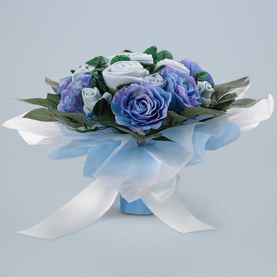 Babyblooms' Luxury Rose Baby Clothes Bouquet, Blue