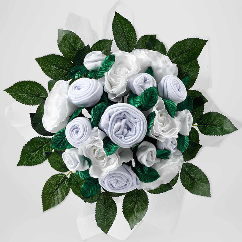 Babyblooms' Luxury Rose Baby Clothes Bouquet, White