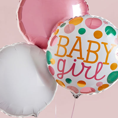 Welcome Baby Girl Balloon Trio