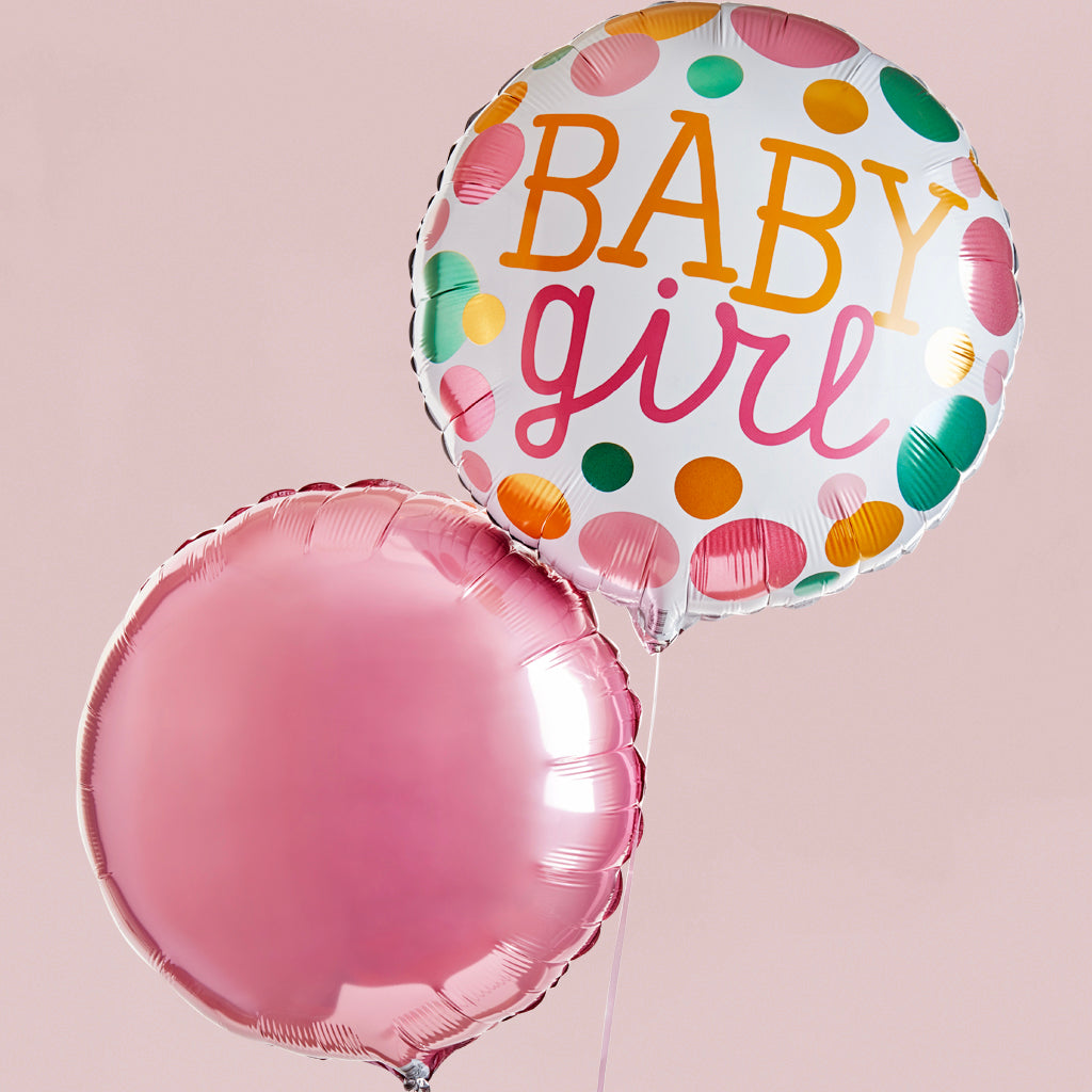 Welcome Baby Girl Balloon Duo