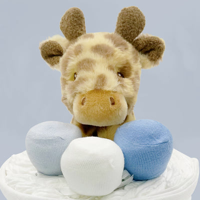 Georgie Giraffe Nappy Cake, Blue