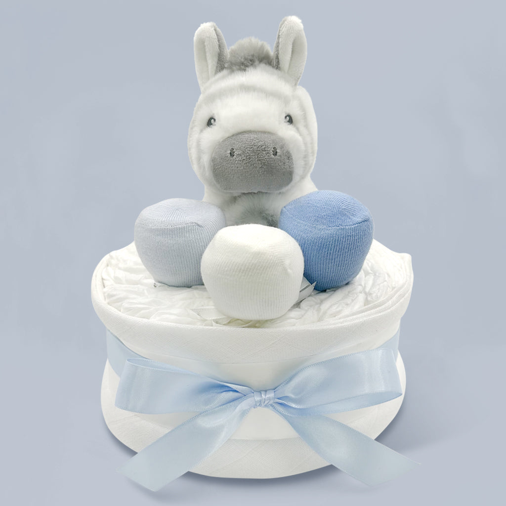 Baby Shower Gift Zachary Zebra Nappy Cake Blue