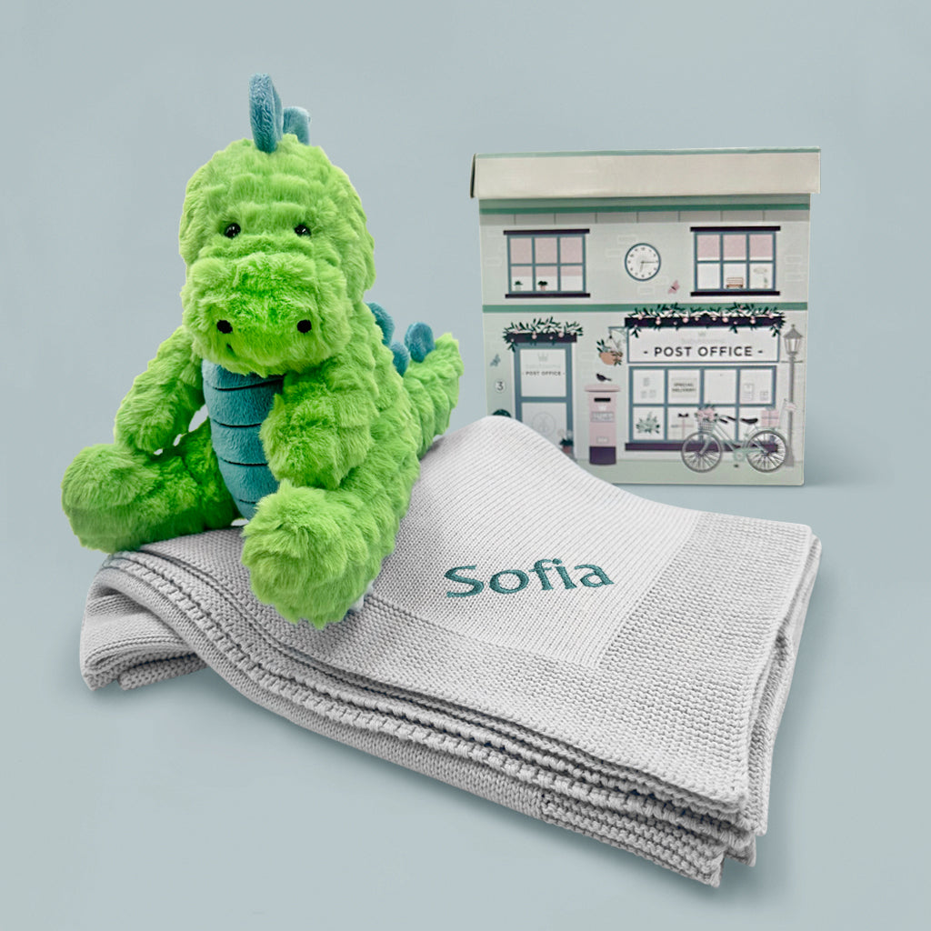 Steiff Spott Stegosaurus with Personalised Blanket Gift Set