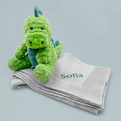 Steiff Spott Stegosaurus with Personalised Blanket Gift Set