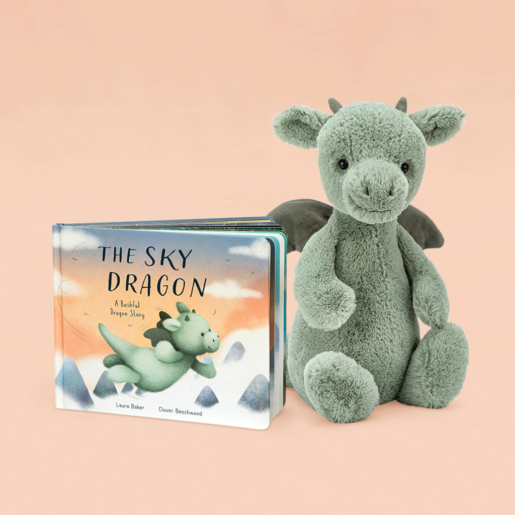 Jellycat Bashful Dragon Soft Toy and The Sky Dragon Book