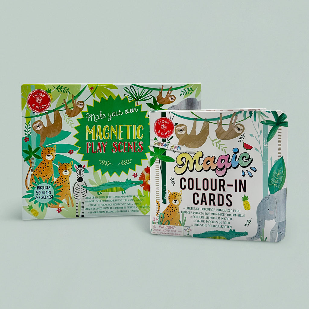 Floss & Rock Jungle Magnetic Play Scenes and Magic Colour-In Cards 