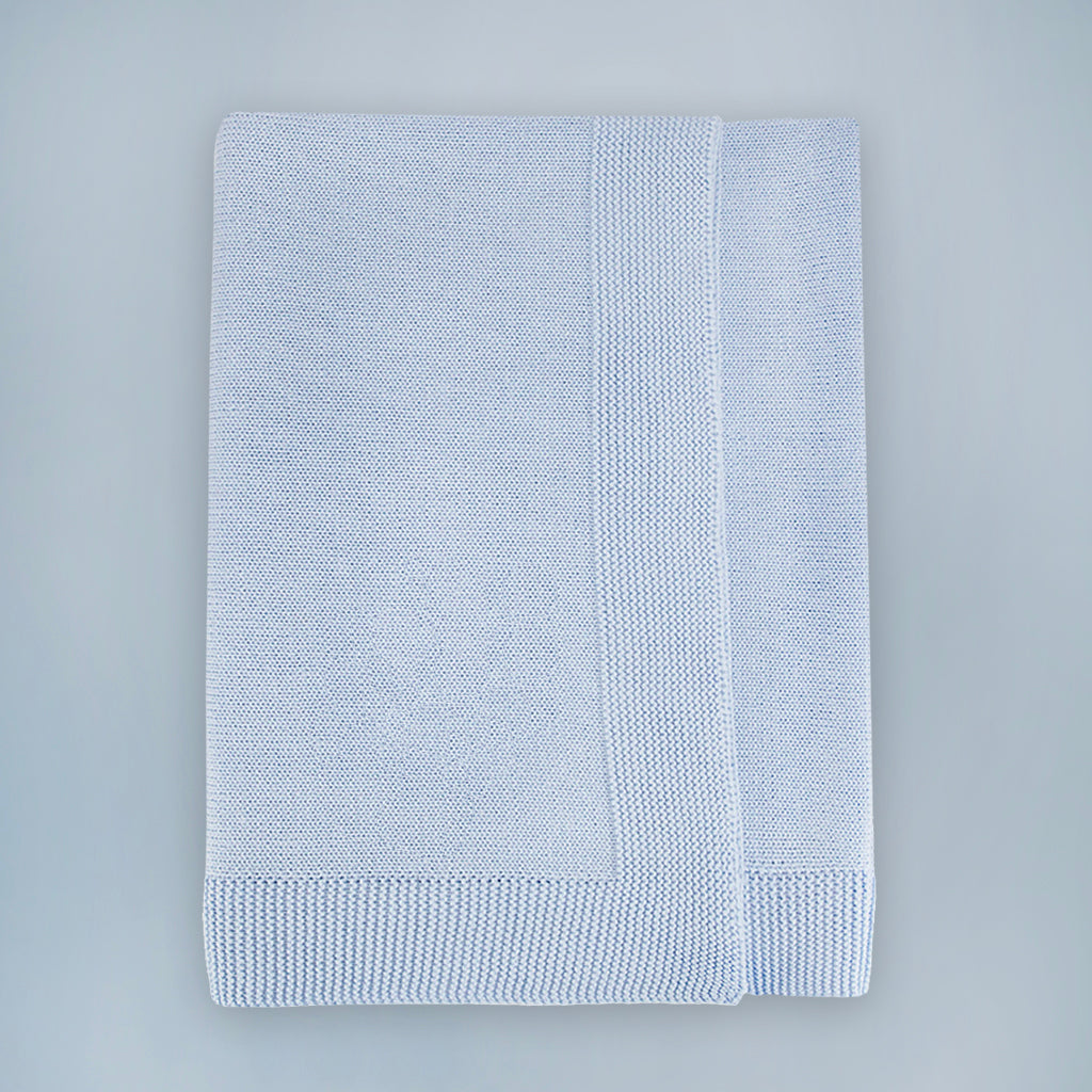 Babyblooms' 100% Cotton Knitted Baby Blanket, Blue  