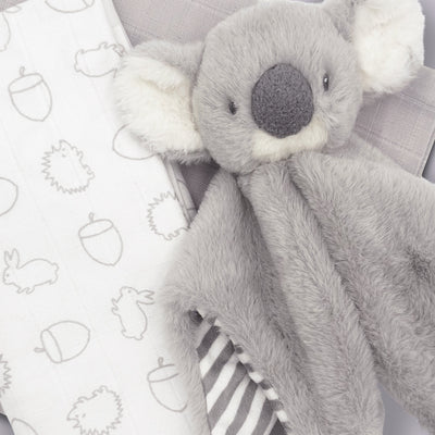 KeelEco Koala Comforter and Swaddles New Baby Gift Set, Close Up