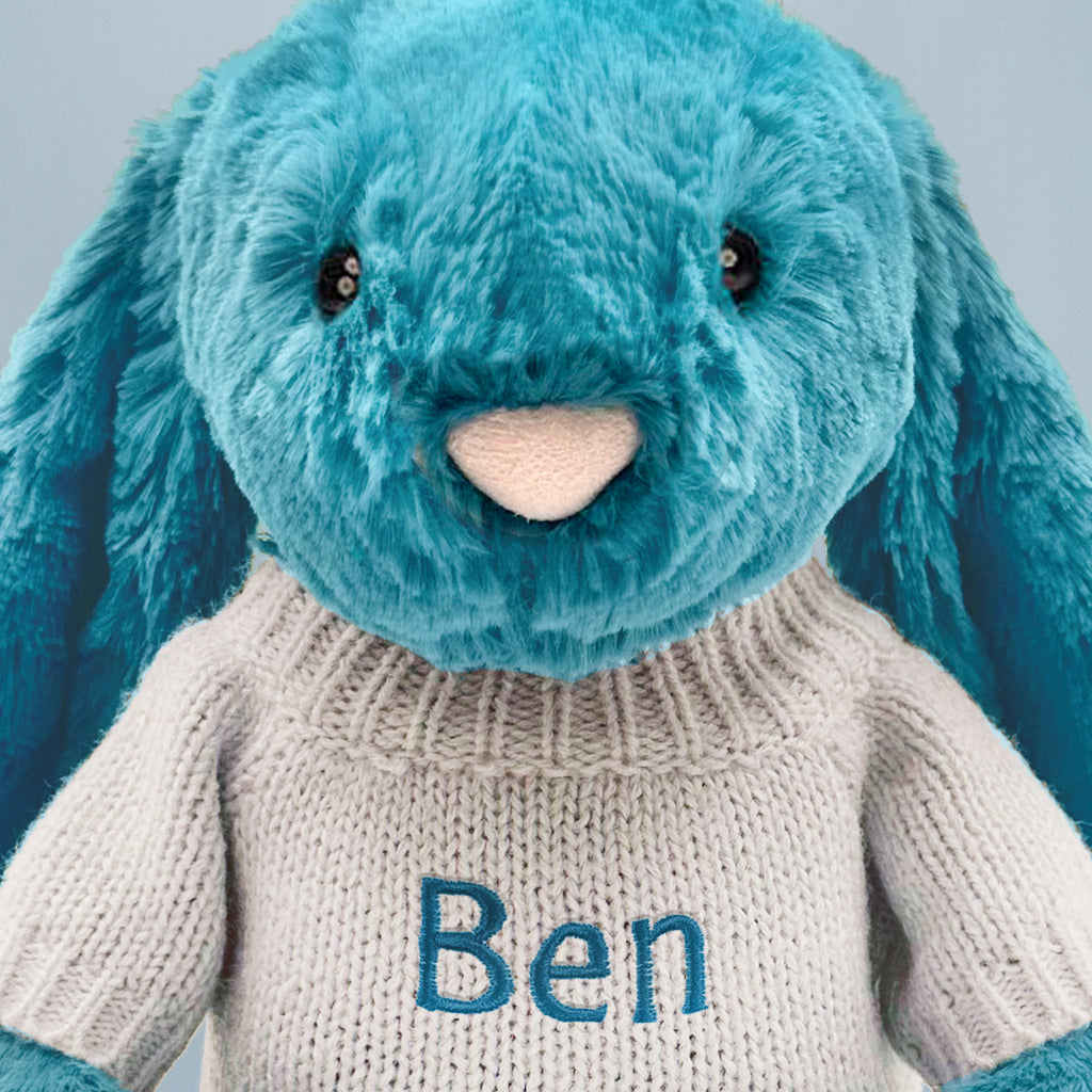 Personalised Bashful Bunny Mineral Blue