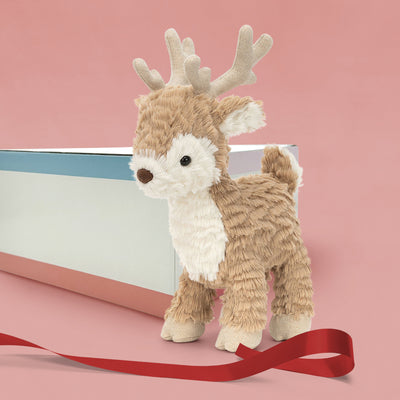 Jellycat Mitzi Reindeer Soft Toy, Medium with Babyblooms' Illustrated Gift Box