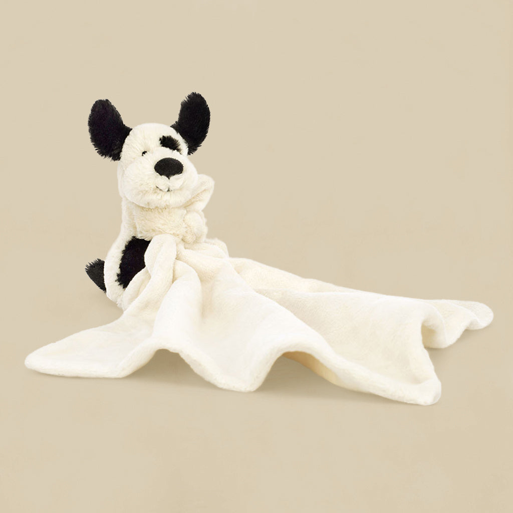 Jellycat Bashful Black and Cream Puppy Soother 