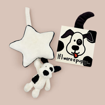 Bashful Black and Cream Puppy Musical Pull and If I Were A Puppy Board Book