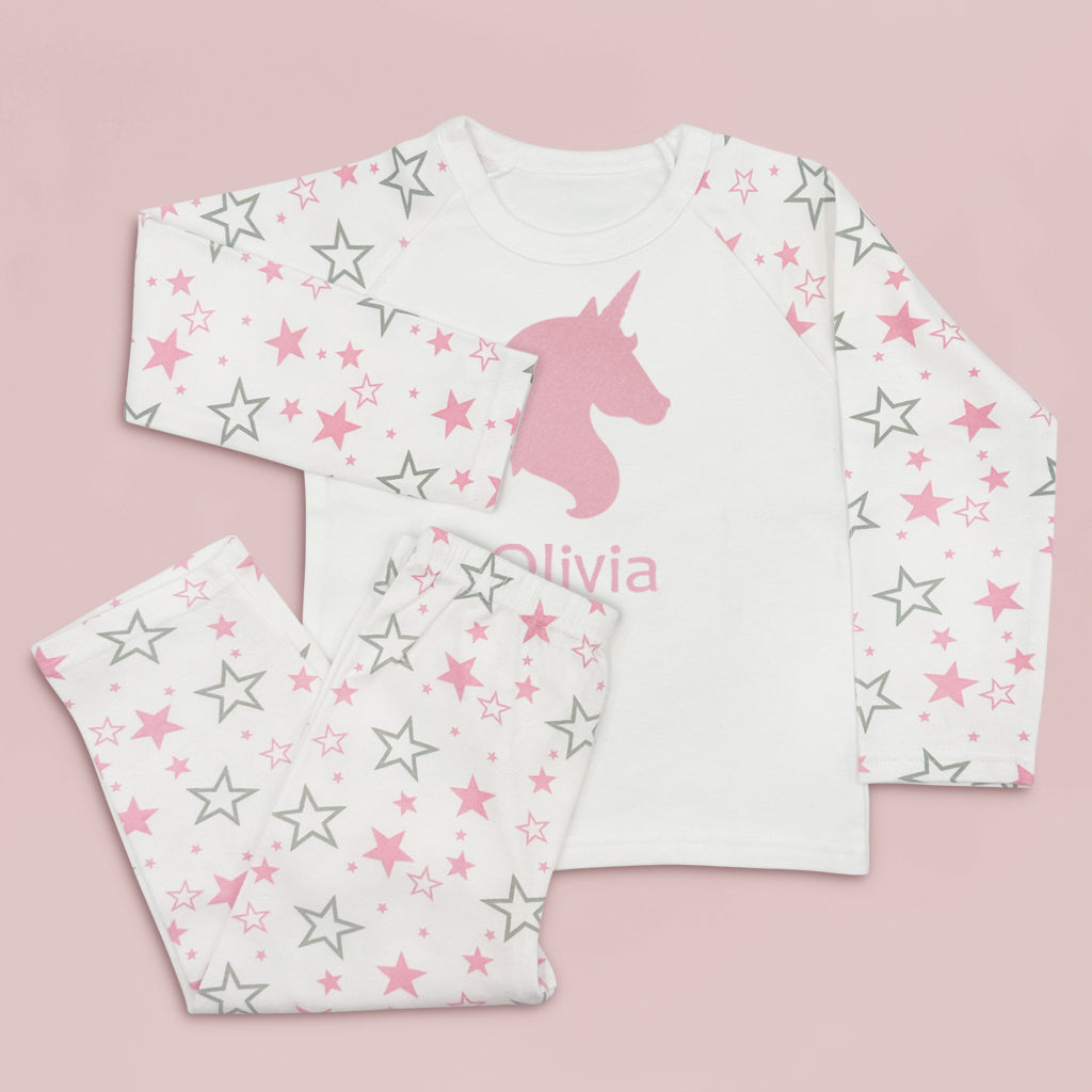 Personalised Star Pyjamas with Unicorn Motif