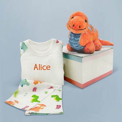 Steiff Bronko Brontosaurus with Personalised Pyjamas Gift Set