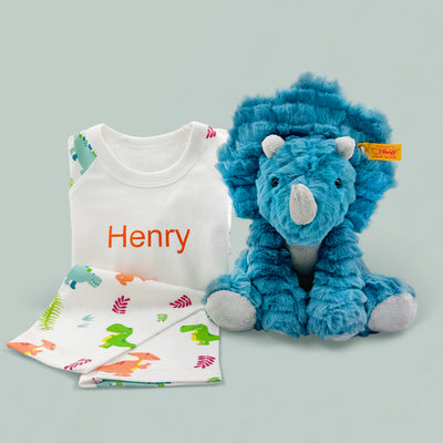 Steiff Dixi Triceratops with Personalised Dinosaur Pyjamas