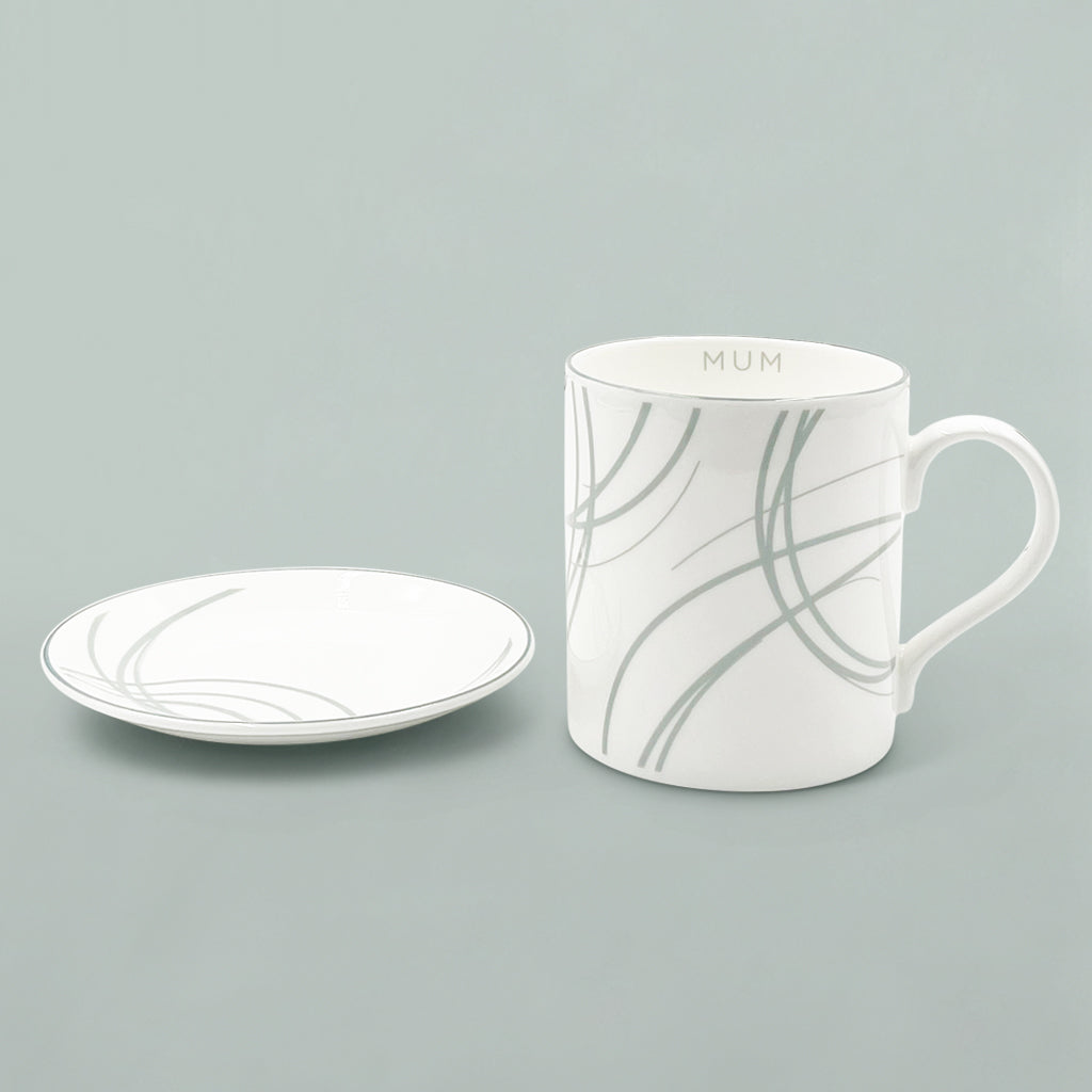 Mum's Christmas Fine Bone China Mug and Coaster Gift Set with Chocolates