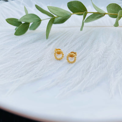 MayaH Jewellery Mini Beaded Circle Studs in Gold